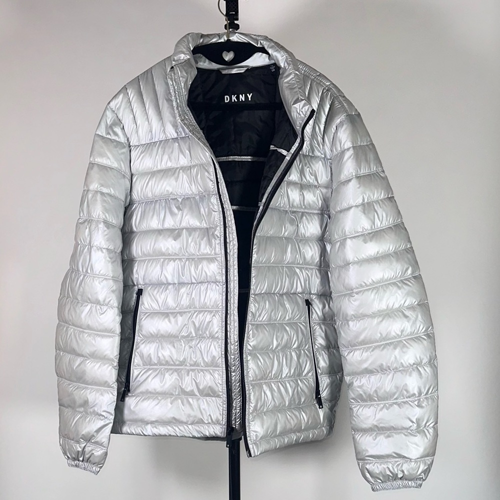 DKNY Silver metallic jacket SMALL